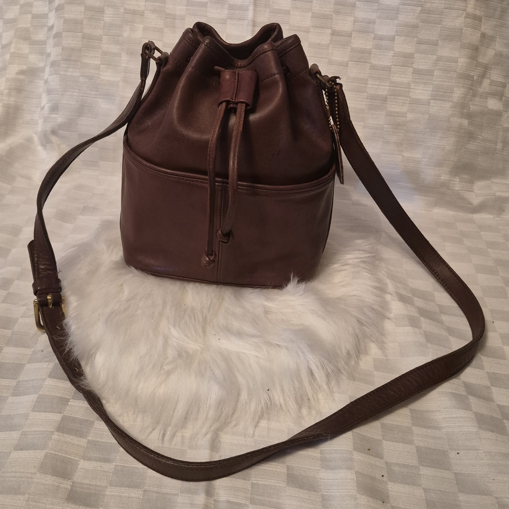 COACH Vintage Pocket Drawstring Bag, in Cocoa Leather Style 4021